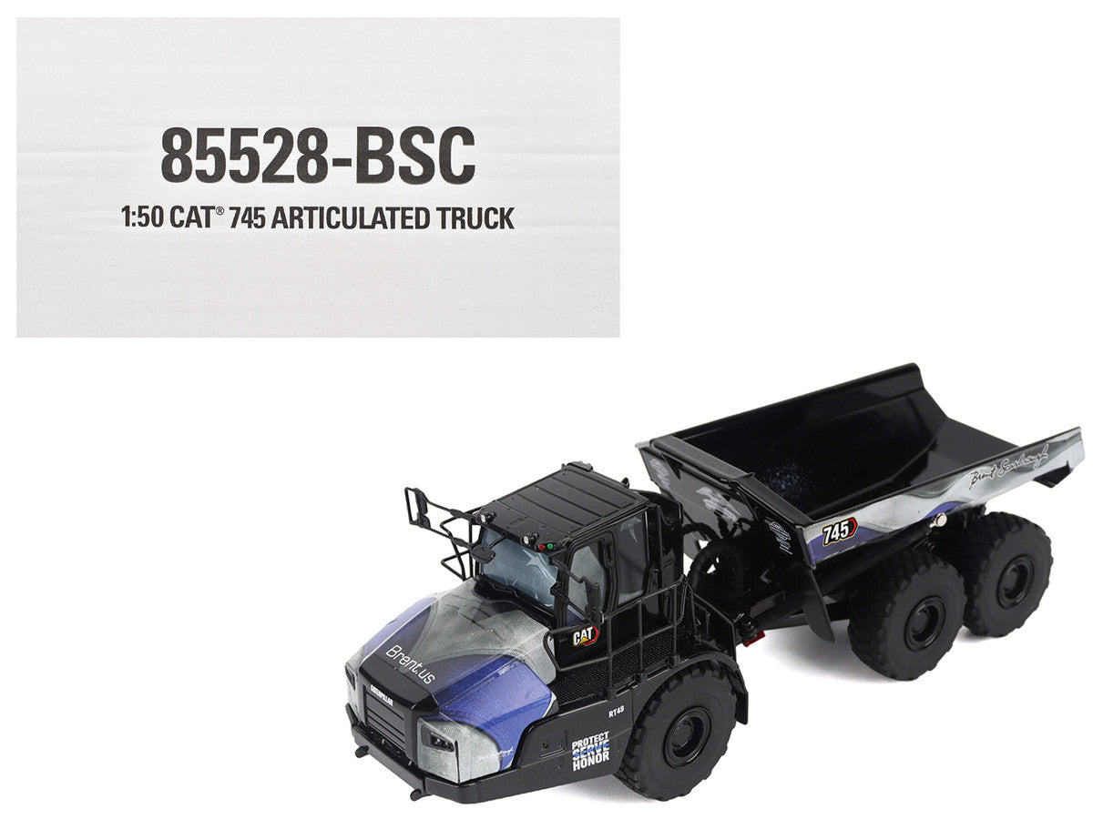 CAT Caterpillar 745 Articulated Dump Truck "Brent Scarbrough & Co. - Back the Blue" Black with Graphics "High Line" Series 1/50 Diecast Model by Diecast Masters LuxuryLifeWay Online Store