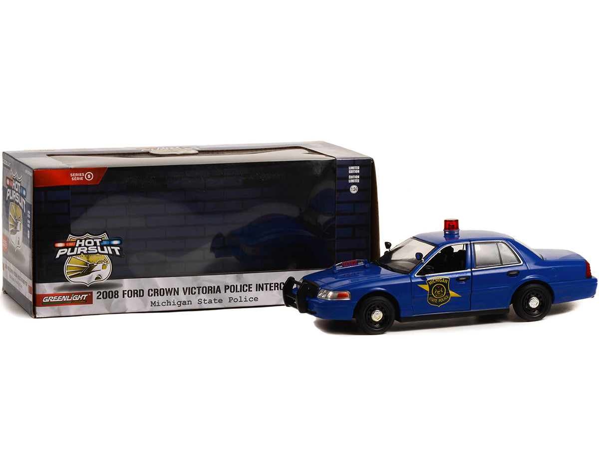 2008 Ford Crown Victoria Police Interceptor Dark Blue "Michigan State Police" "Hot Pursuit" Series 1/24 Diecast Model Car by Greenlight LuxuryLifeWay Online Store