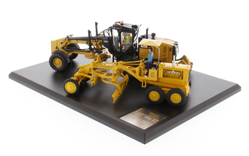Cat Caterpillar No. 12 Motor Grader (Circa 1939-1959) and Cat Caterpillar 12M3 Motor Grader (Current) with Operators "Evolution Series" Set of 2 pieces 1/50 Diecast Models by Diecast Masters LuxuryLifeWay Online Store