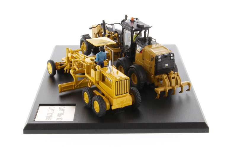 Cat Caterpillar No. 12 Motor Grader (Circa 1939-1959) and Cat Caterpillar 12M3 Motor Grader (Current) with Operators "Evolution Series" Set of 2 pieces 1/50 Diecast Models by Diecast Masters LuxuryLifeWay Online Store