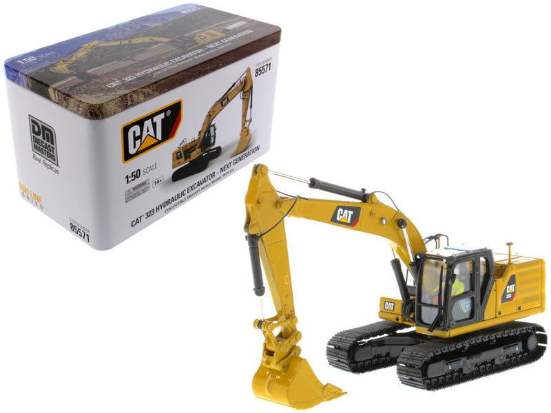 CAT Caterpillar 323 Hydraulic Excavator with Operator Next Generation Design "High Line Series" 1/50 Diecast Model by Diecast Masters LuxuryLifeWay Online Store