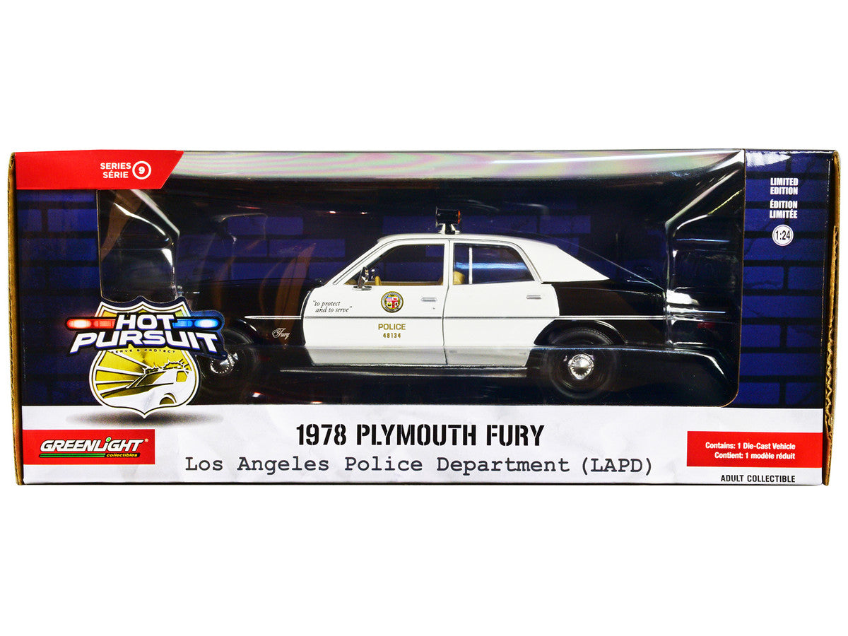 1978 Plymouth Fury Black and White "LAPD (Los Angeles Police Department)" "Hot Pursuit" Series 9 1/24 Diecast Model Car by Greenlight LuxuryLifeWay Online Store