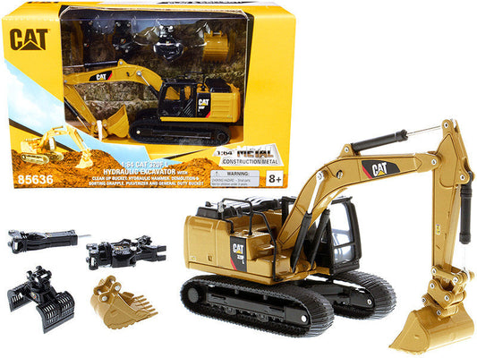 CAT Caterpillar 320F L Hydraulic Tracked Excavator with 5 Work Tools "Play & Collect!" 1/64 Diecast Model by Diecast Masters LuxuryLifeWay Online Store