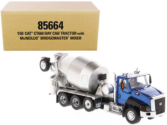 CAT Caterpillar CT660 Day Cab Tractor with McNeilus Concrete Mixer Truck Blue Metallic 1/50 Diecast Model by Diecast Masters LuxuryLifeWay Online Store