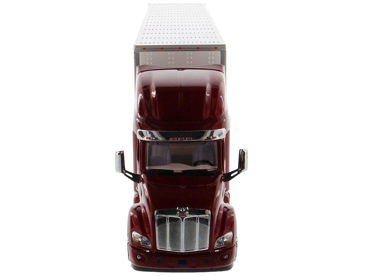 Peterbilt 579 UltraLoft Truck Tractor Red with "CAT Caterpillar" Mural Dry Van Trailer "Transport Series" 1/50 Diecast Model by Diecast Masters LuxuryLifeWay Online Store