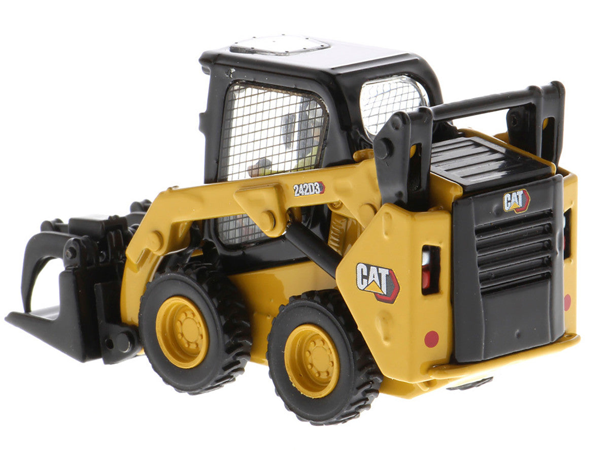 CAT Caterpillar 242D3 Wheeled Skid Steer Loader with Work Tools and Operator Yellow "High Line Series" 1/50 Diecast Model by Diecast Masters LuxuryLifeWay Online Store