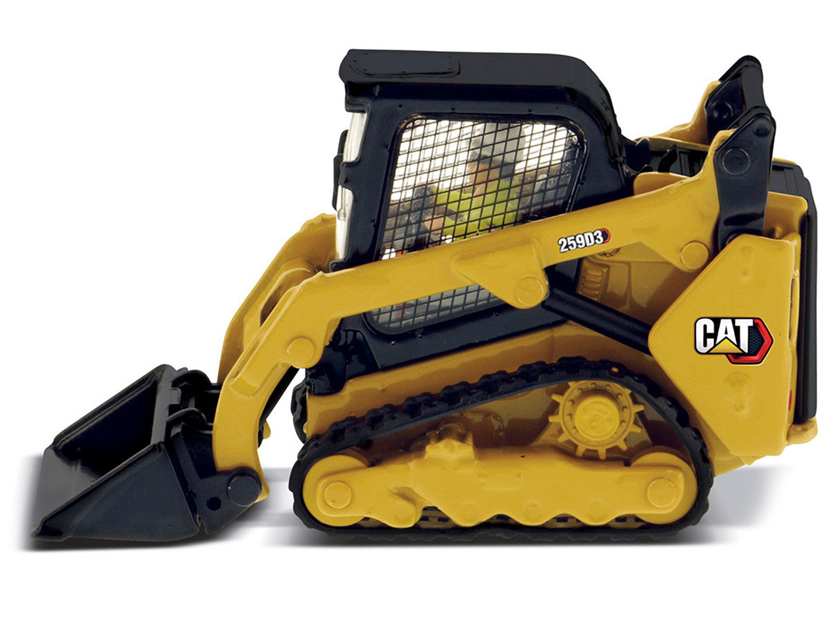 CAT Caterpillar 259D3 Compact Track Loader with Work Tools and Operator Yellow "High Line Series" 1/50 Diecast Model by Diecast Masters LuxuryLifeWay Online Store