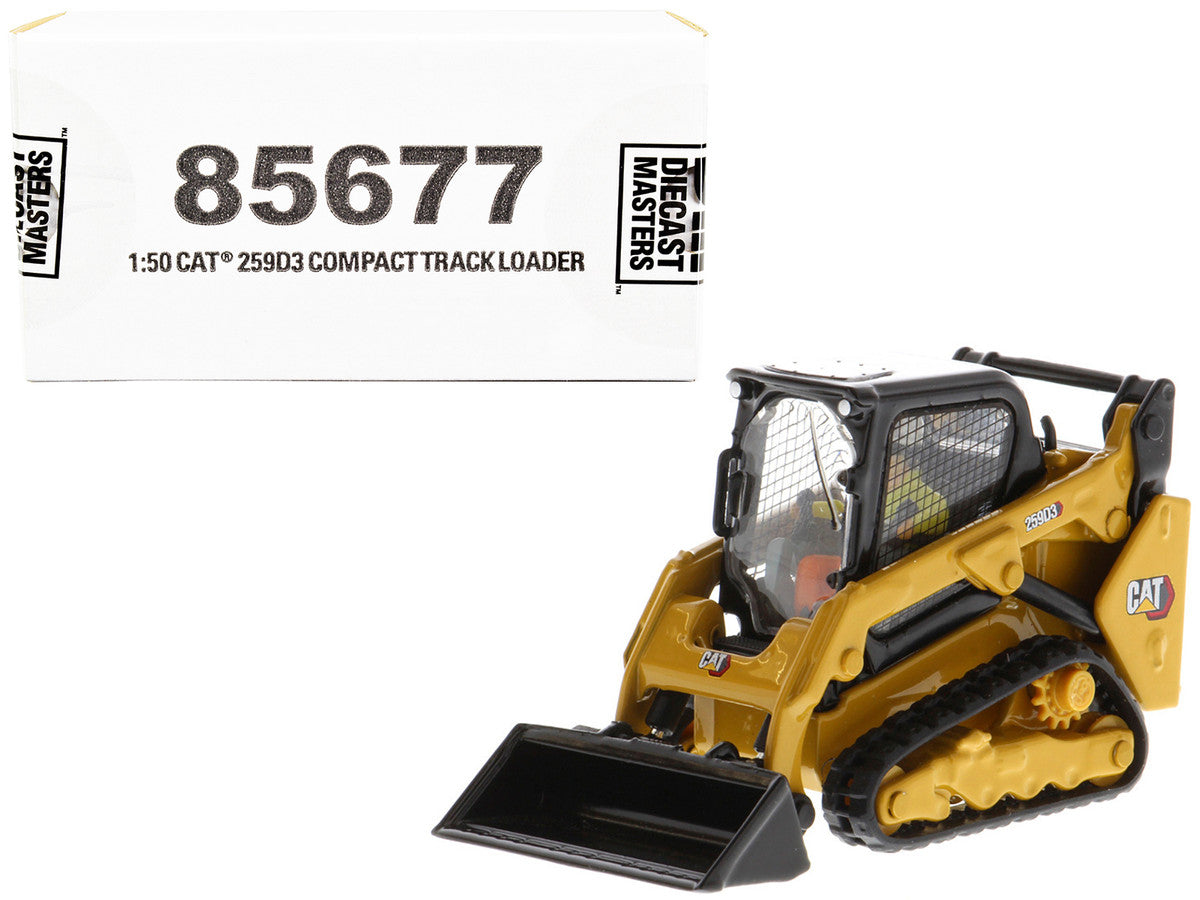 CAT Caterpillar 259D3 Compact Track Loader with Work Tools and Operator Yellow "High Line Series" 1/50 Diecast Model by Diecast Masters LuxuryLifeWay Online Store