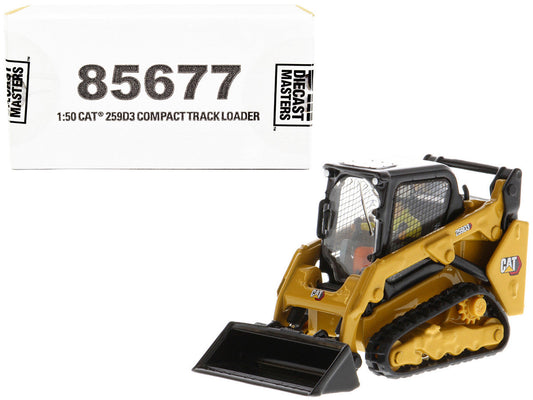 CAT Caterpillar 259D3 Compact Track Loader with Work Tools and Operator Yellow "High Line Series" 1/50 Diecast Model by Diecast Masters LuxuryLifeWay Online Store