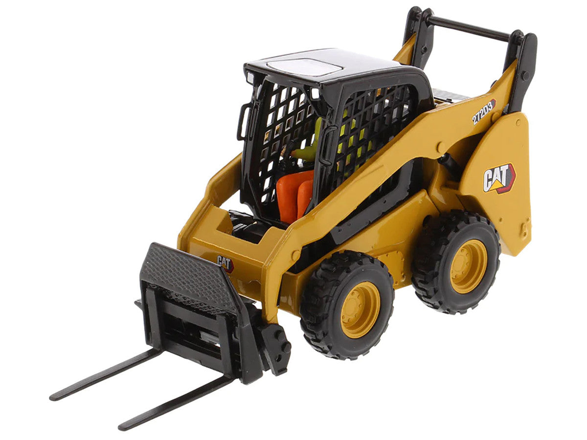 CAT Caterpillar 272D3 Skid Steer Loader with Operator Yellow "High Line" Series 1/32 Diecast Model by Diecast Masters LuxuryLifeWay Online Store