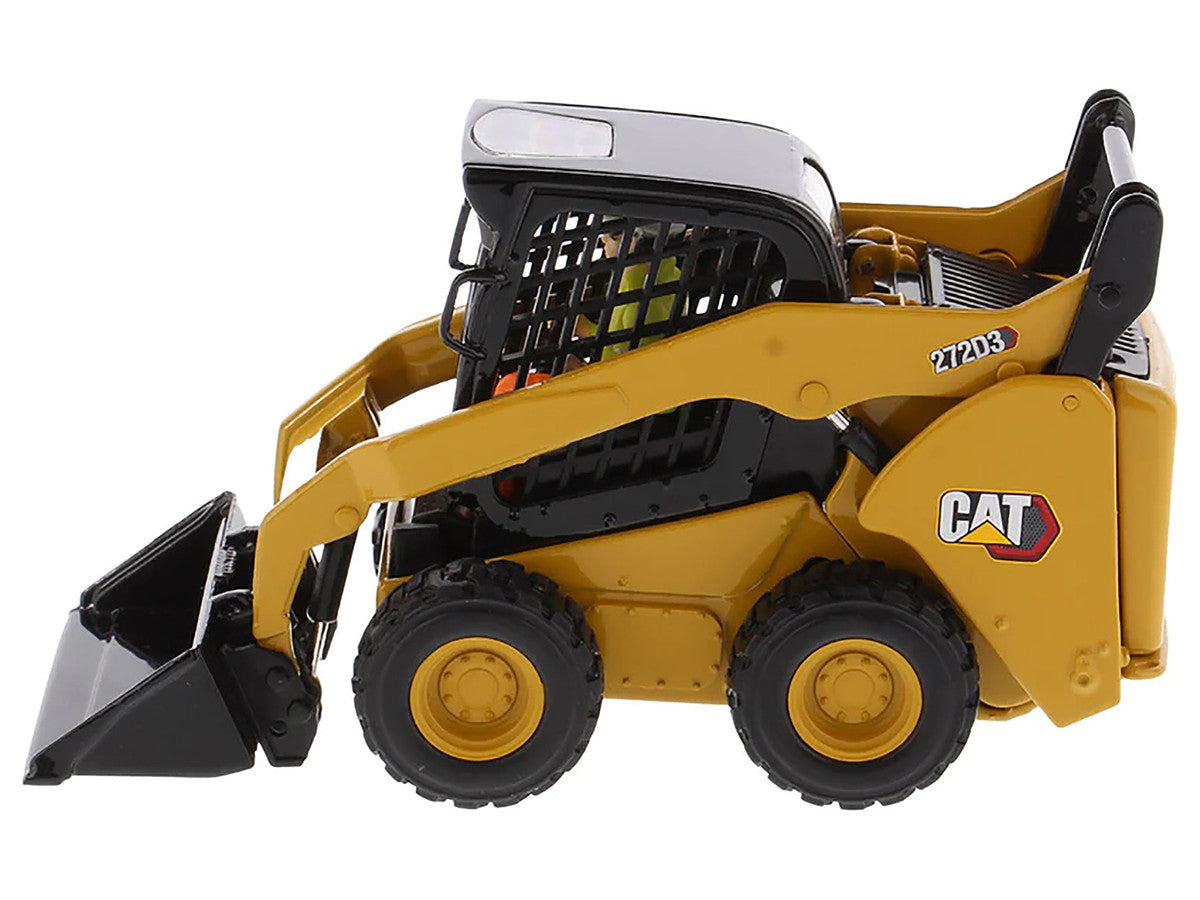 CAT Caterpillar 272D3 Skid Steer Loader with Operator Yellow "High Line" Series 1/32 Diecast Model by Diecast Masters LuxuryLifeWay Online Store