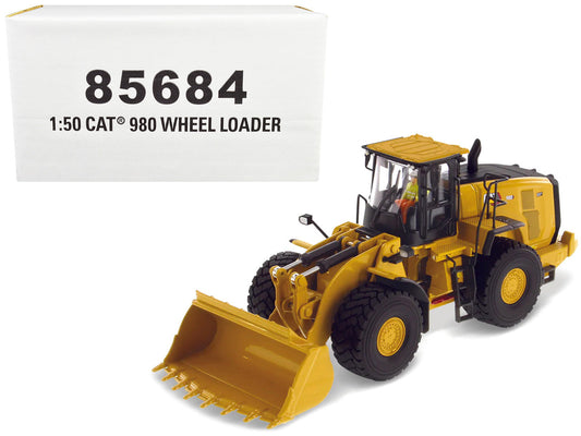 CAT Caterpillar 980 Wheel Loader Yellow with Operator "High Line Series" 1/50 Diecast Model by Diecast Masters LuxuryLifeWay Online Store