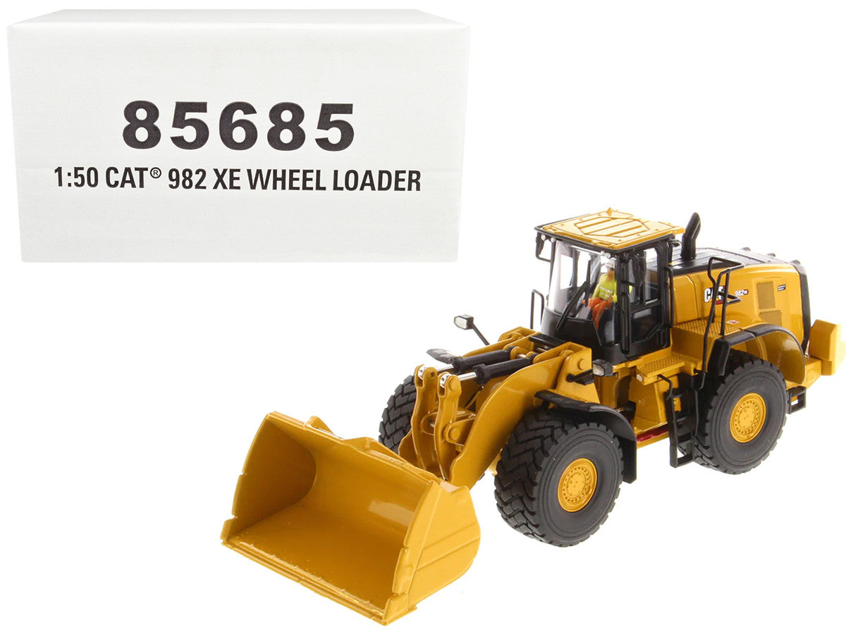 CAT Caterpillar 982 XE Wheel Loader Yellow with Operator "High Line Series" 1/50 Diecast Model by Diecast Masters LuxuryLifeWay Online Store