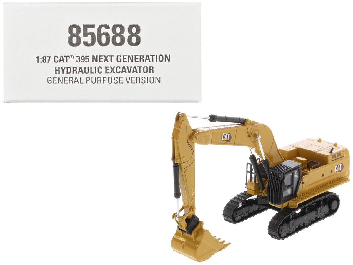CAT Caterpillar 395 Next-Generation Hydraulic Excavator (General Purpose Version) Yellow with Additional Tools "High Line Series" 1/87 (HO) Diecast Model by Diecast Masters LuxuryLifeWay Online Store
