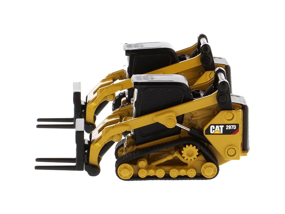 Set of 2 pieces CAT Caterpillar 272D2 Skid Steer Loader and CAT Caterpillar 297D2 Compact Track Loader with Accessories 1/64 Diecast Models by Diecast Masters LuxuryLifeWay Online Store