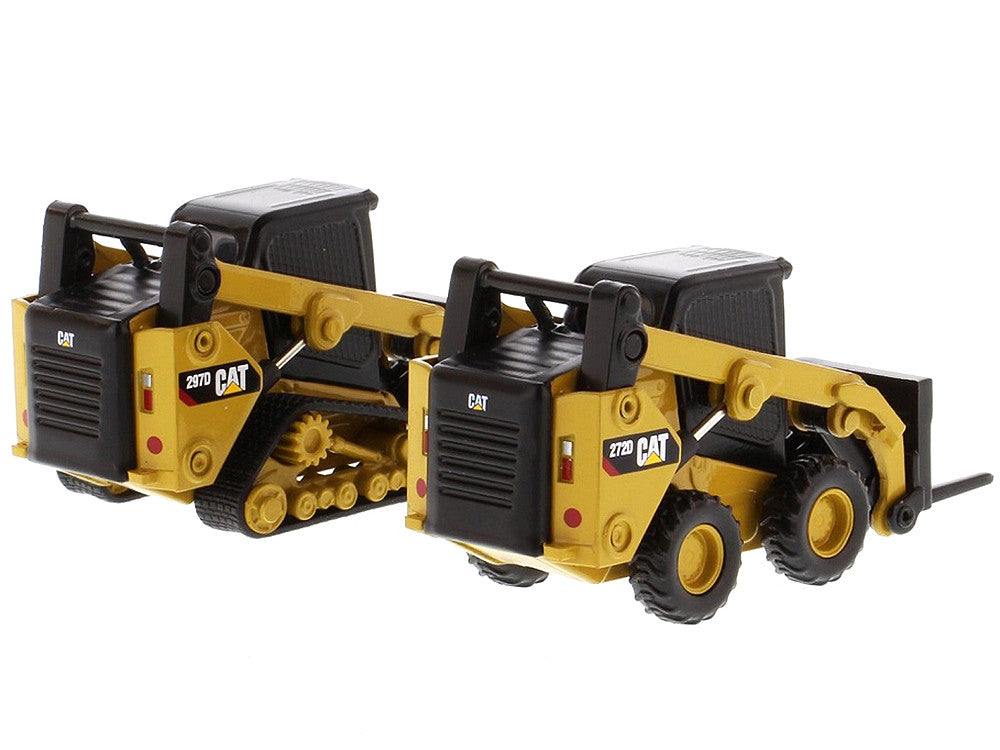 Set of 2 pieces CAT Caterpillar 272D2 Skid Steer Loader and CAT Caterpillar 297D2 Compact Track Loader with Accessories 1/64 Diecast Models by Diecast Masters LuxuryLifeWay Online Store
