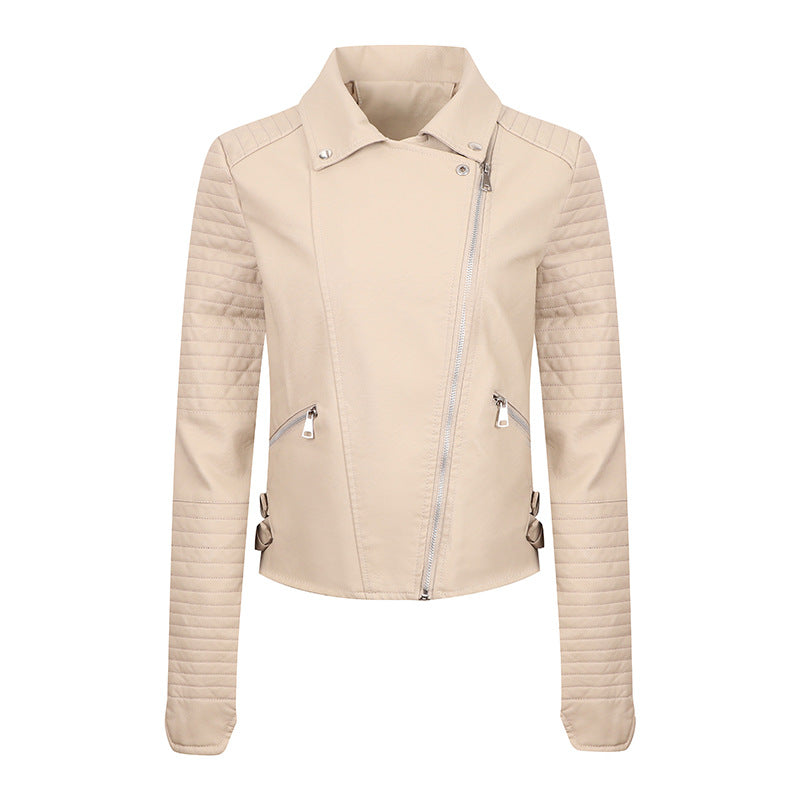 Women's Leather Clothing Coat Short Washed Slim Fit Best YouTube Store
