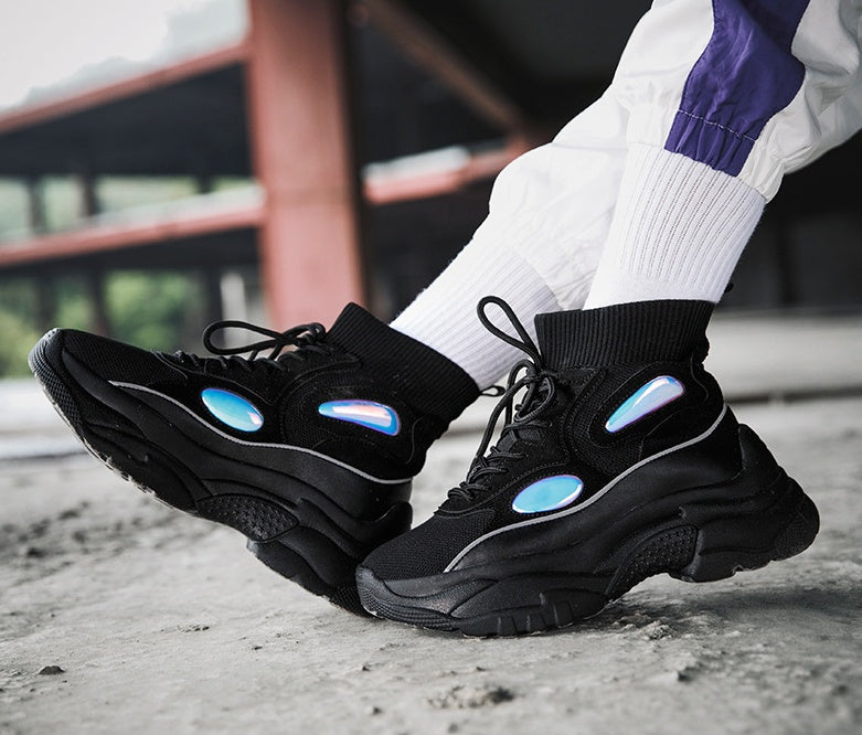 Thick bottom increase shoes couple high help flying woven white shoes platform shoes Best YouTube Store