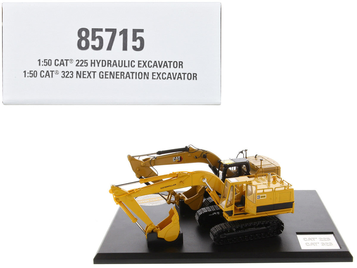 CAT Caterpillar 225 Hydraulic Escavator and CAT Caterpillar 323 Next Generation Hydraulic Escavator Set of 2 pieces "Evolution Series" 1/50 Diecast Models by Diecast Masters LuxuryLifeWay Online Store