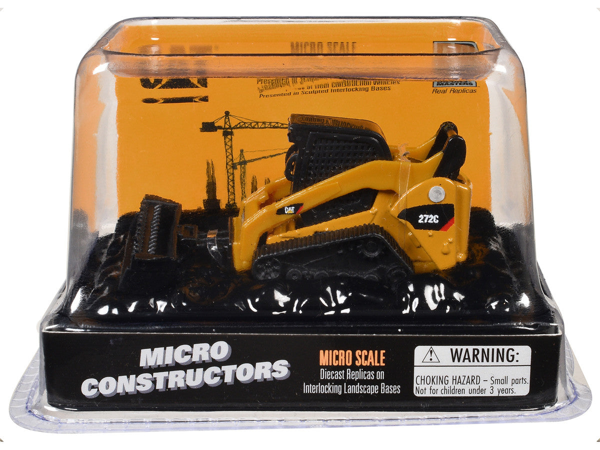 CAT Caterpillar 272C Compact Track Loader with Broom Yellow "Micro-Constructor" Series Diecast Model by Diecast Masters LuxuryLifeWay Online Store