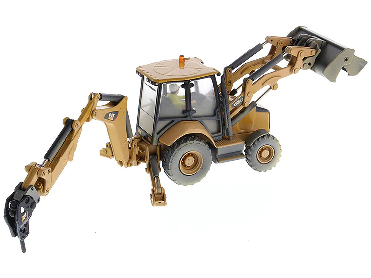 CAT Caterpillar 420F2 IT Backhoe Loader with Operator Yellow "Weathered Series" 1/50 Diecast Model by Diecast Masters LuxuryLifeWay Online Store