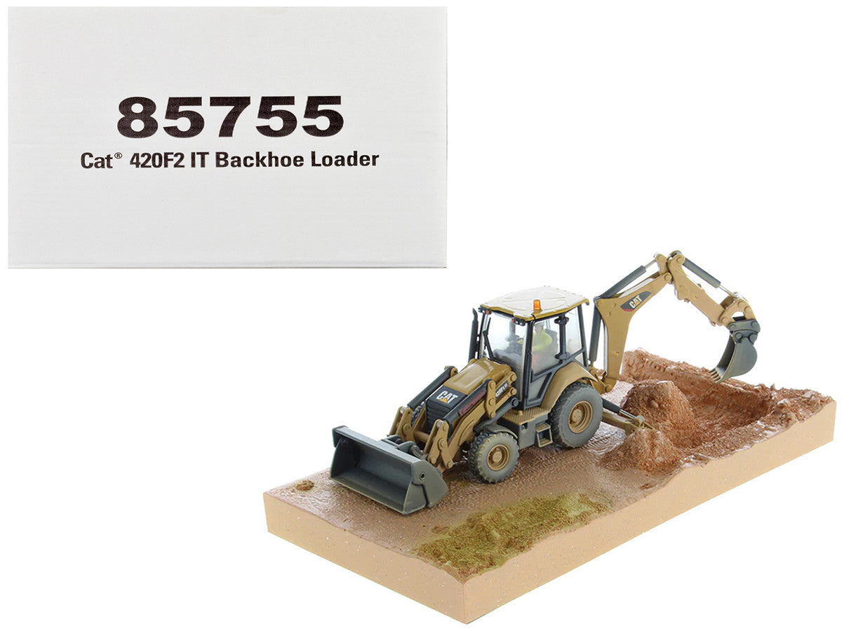 CAT Caterpillar 420F2 IT Backhoe Loader with Operator Yellow "Weathered Series" 1/50 Diecast Model by Diecast Masters LuxuryLifeWay Online Store