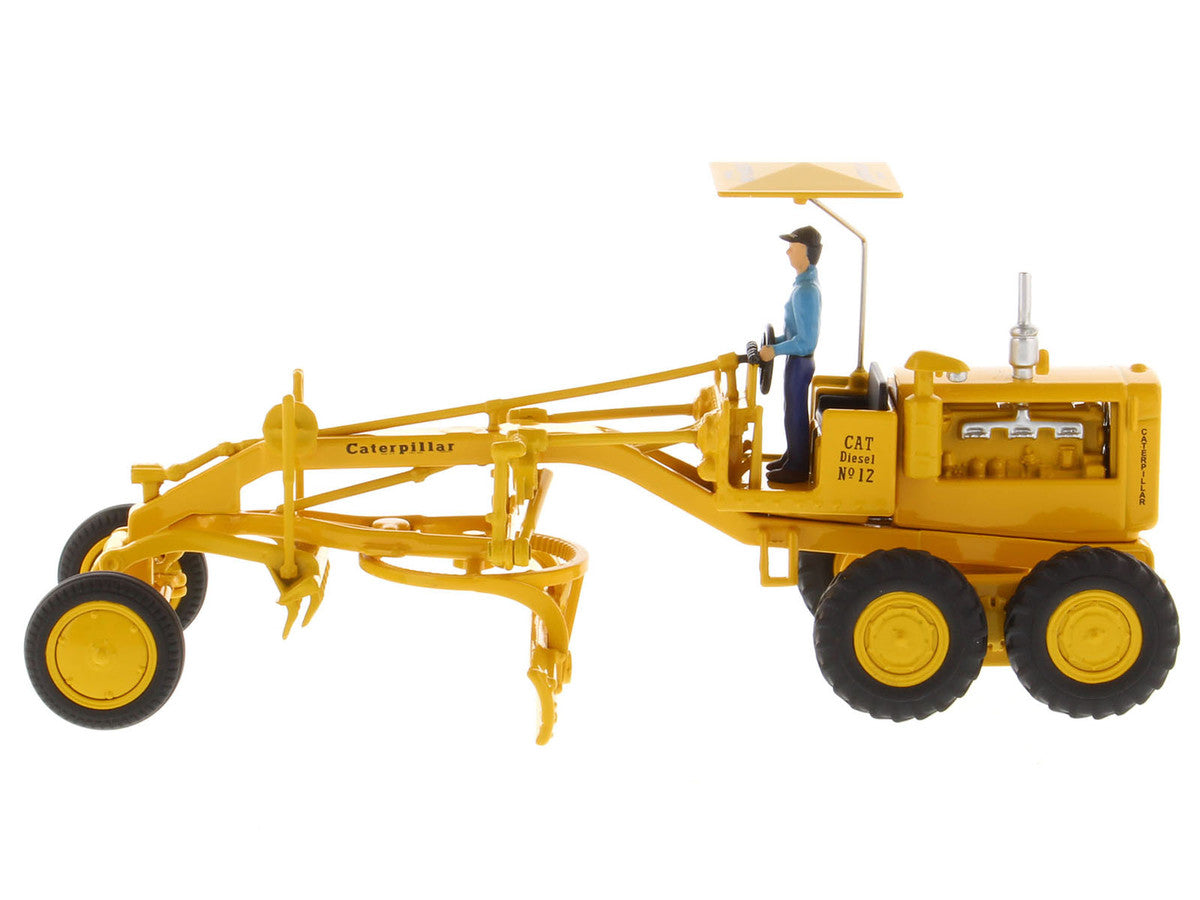 CAT Caterpillar No.12 Motor Grader Yellow with Operator "Vintage Series" 1/50 Diecast Model by Diecast Masters LuxuryLifeWay Online Store