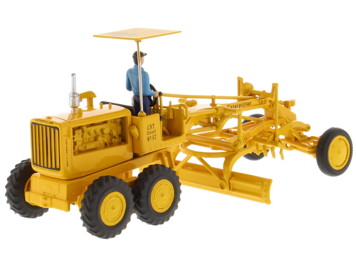 CAT Caterpillar No.12 Motor Grader Yellow with Operator "Vintage Series" 1/50 Diecast Model by Diecast Masters LuxuryLifeWay Online Store