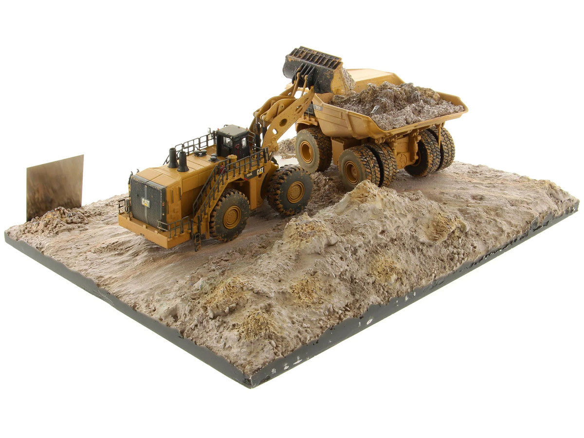 CAT Caterpillar 994K Wheel Loader and 797 Mining Truck Yellow (Weathered) Set of 2 Pieces "Weathered Series" 1/125 Diecast Model by Diecast Masters LuxuryLifeWay Online Store