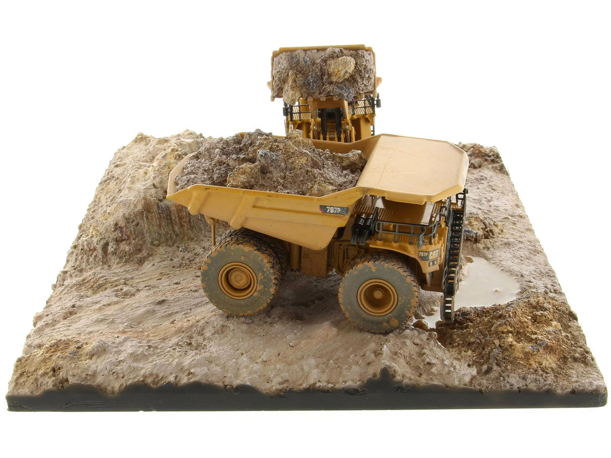 CAT Caterpillar 994K Wheel Loader and 797 Mining Truck Yellow (Weathered) Set of 2 Pieces "Weathered Series" 1/125 Diecast Model by Diecast Masters LuxuryLifeWay Online Store
