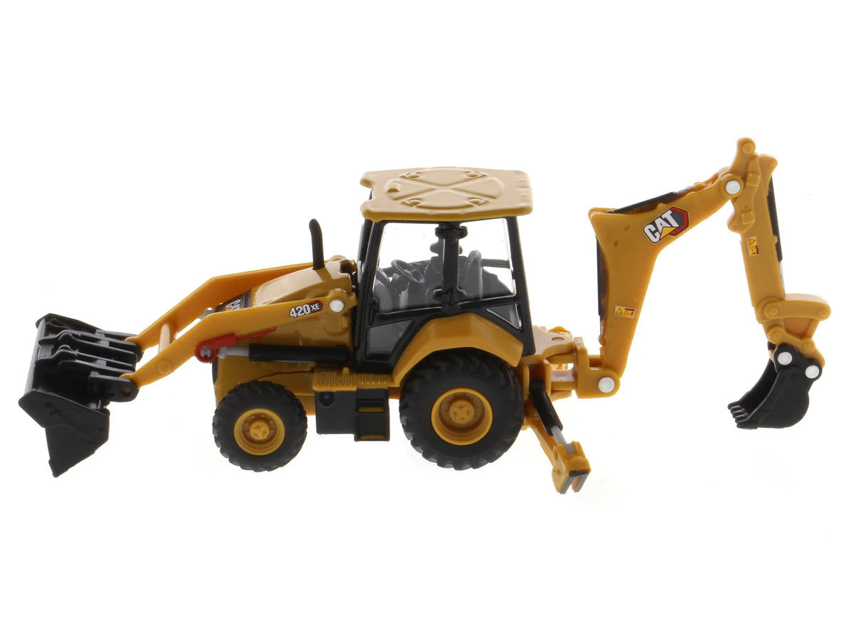 CAT Caterpillar 420 XE Backhoe Loader with Work Tools Yellow 1/64 Diecast Model by Diecast Masters LuxuryLifeWay Online Store