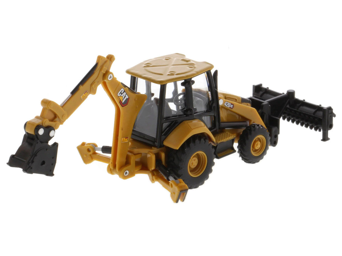 CAT Caterpillar 420 XE Backhoe Loader with Work Tools Yellow 1/64 Diecast Model by Diecast Masters LuxuryLifeWay Online Store
