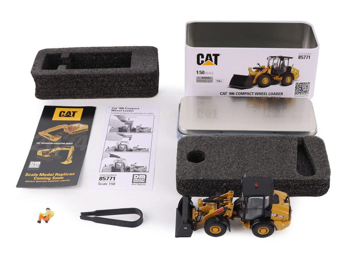 CAT Caterpillar 906 Compact Wheel Loader Yellow with Operator "High Line Series" 1/50 Diecast Model by Diecast Masters LuxuryLifeWay Online Store