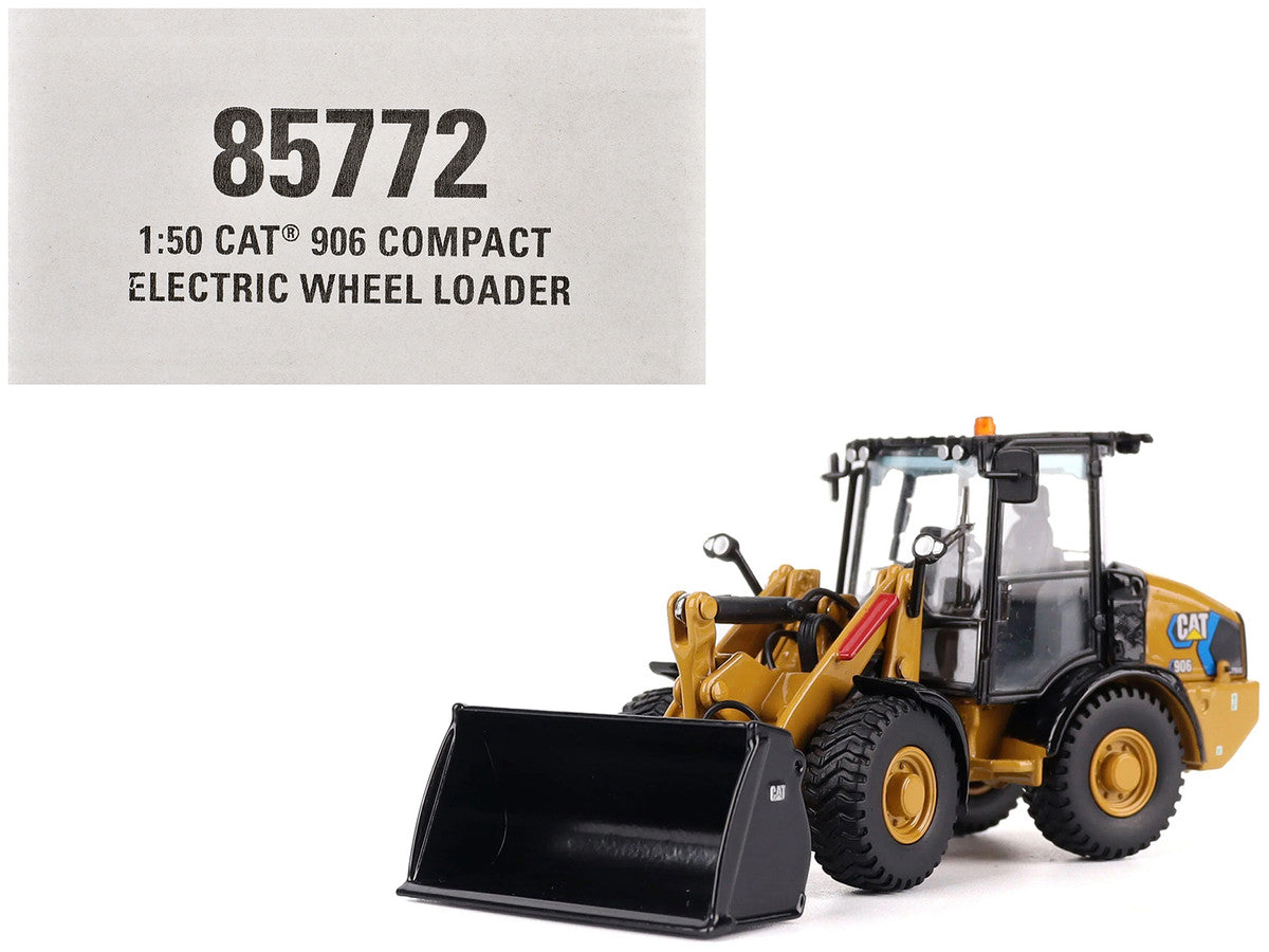 CAT Caterpillar 906 Electric Compact Wheel Loader Yellow with Operator "High Line Series" 1/50 Diecast Model by Diecast Masters LuxuryLifeWay Online Store