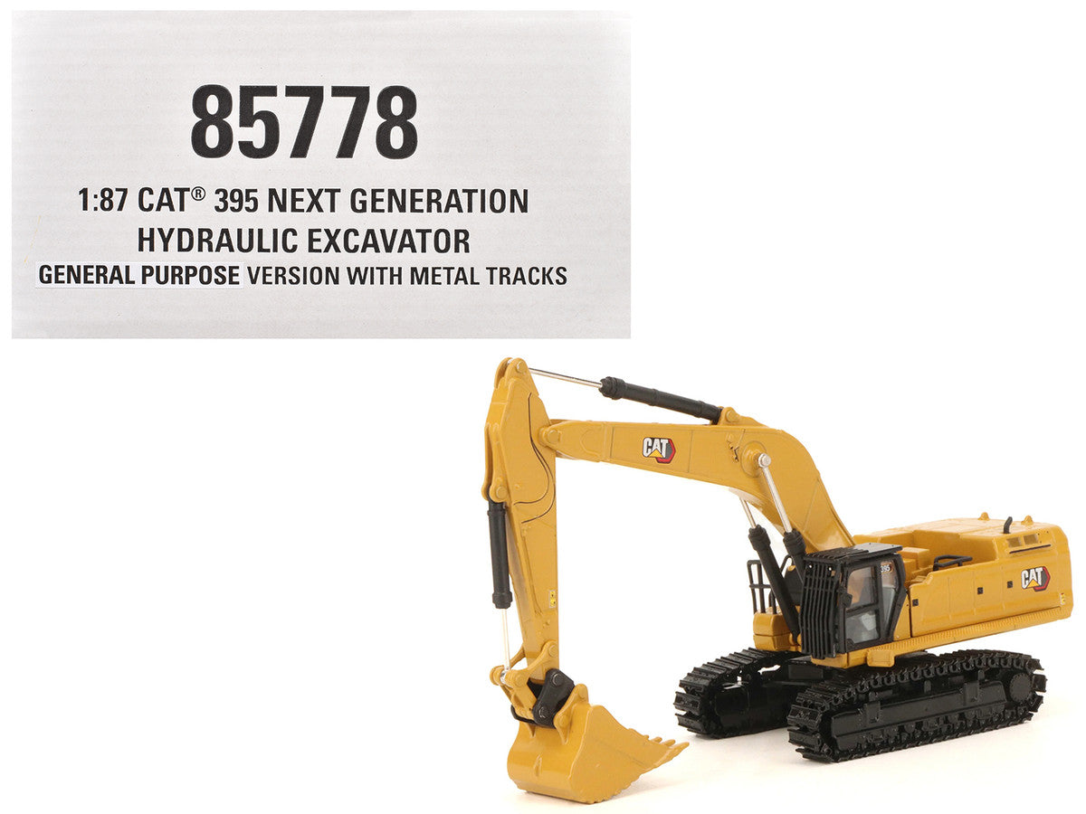 CAT Caterpillar 395 Next-Generation Hydraulic Excavator (Mass Excavator Version) Yellow with Additional Tools "High Line Series" 1/87 (HO) Diecast Model by Diecast Masters LuxuryLifeWay Online Store