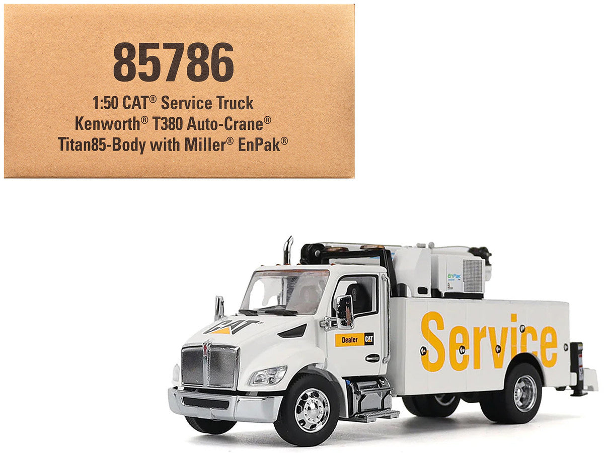 Kenworth T380 Auto-Crane Titan 85 Truck with Miller EnPak White "Transport Series" 1/50 Diecast Model by Diecast Masters LuxuryLifeWay Online Store