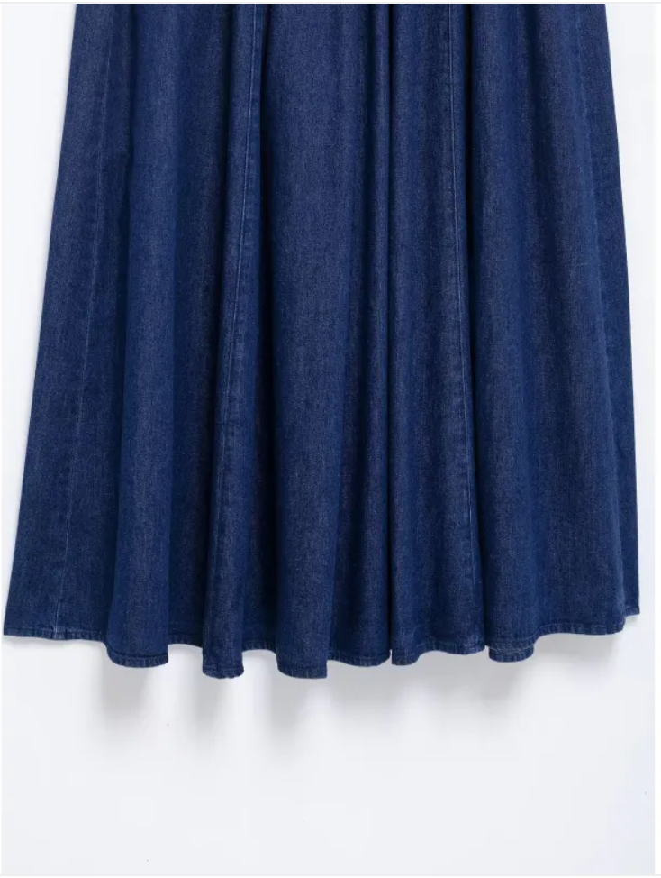 Women's Stylish Denim Midi Dress Pi-Mart