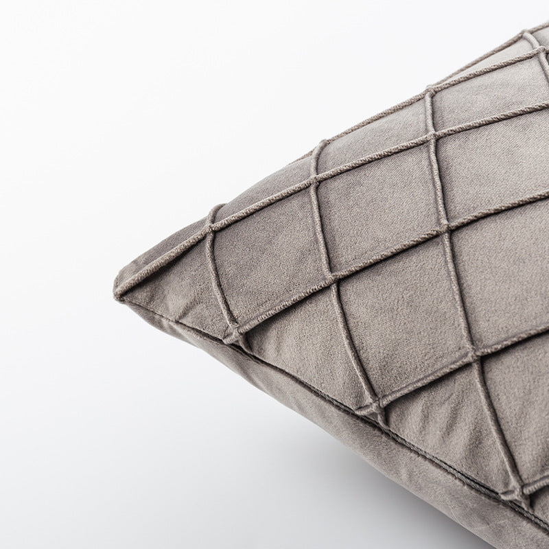 Diamond plaid velvet pillowcase