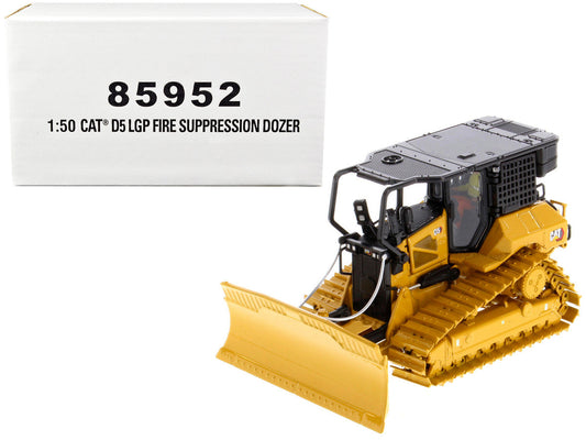 CAT Caterpillar D5 LGP Track Type Tractor Fire Dozer Yellow with Operator "High Line" Series 1/50 Diecast Model by Diecast Masters LuxuryLifeWay Online Store