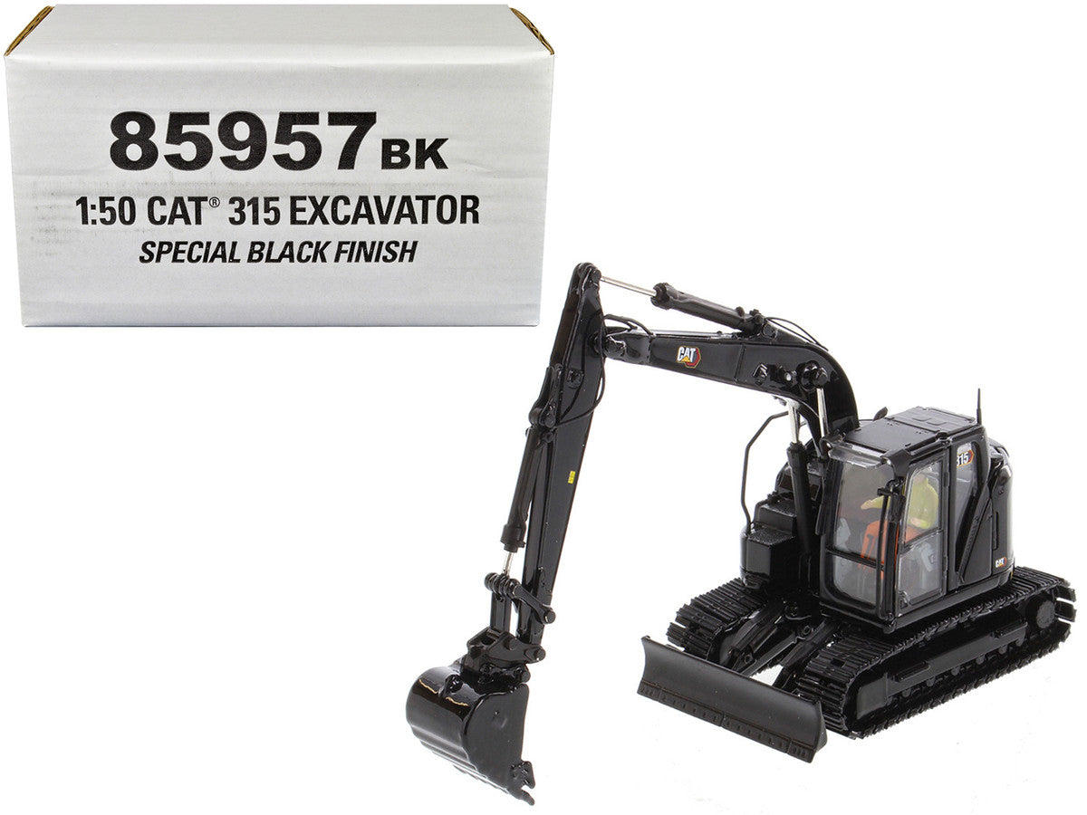 CAT Caterpillar 315 Track Type Hydraulic Excavator Special Black Finish with Operator "High Line" Series 1/50 Diecast Model by Diecast Masters LuxuryLifeWay Online Store