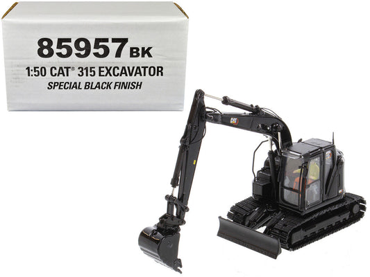 CAT Caterpillar 315 Track Type Hydraulic Excavator Special Black Finish with Operator "High Line" Series 1/50 Diecast Model by Diecast Masters LuxuryLifeWay Online Store