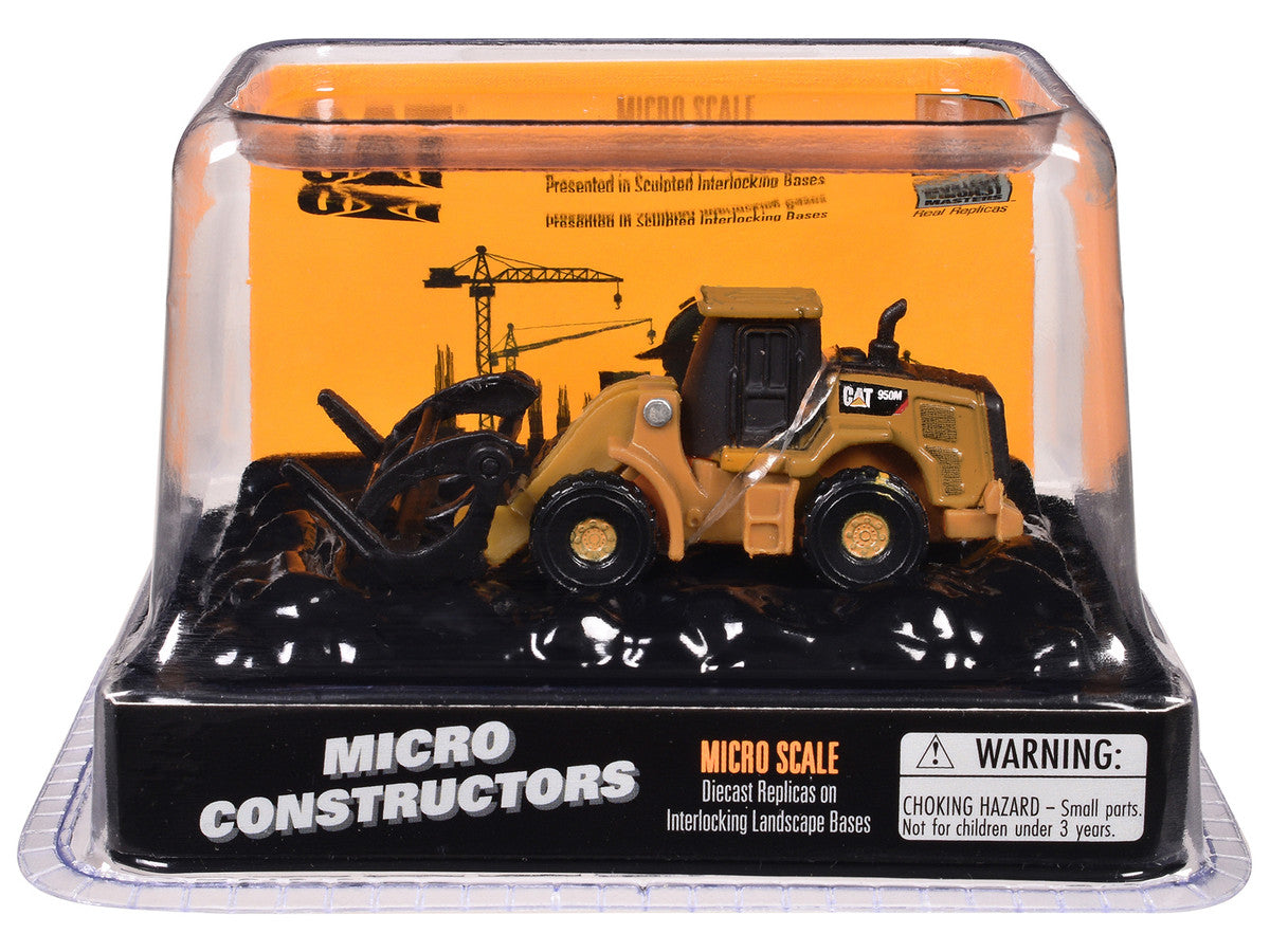 CAT Caterpillar 950M Wheel Loader (Log Fork Version) Yellow "Micro-Constructor" Series Diecast Model by Diecast Masters LuxuryLifeWay Online Store