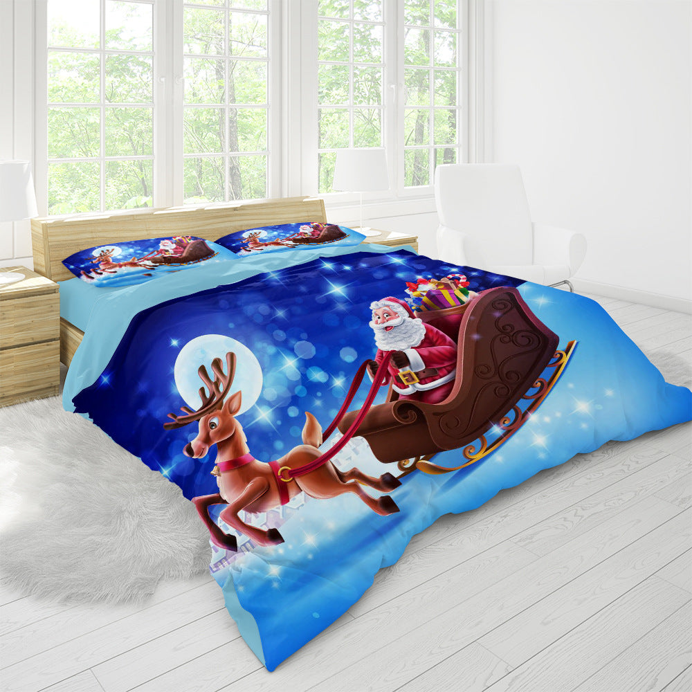 Santa's Three-piece Duvet Cover Under The Stars