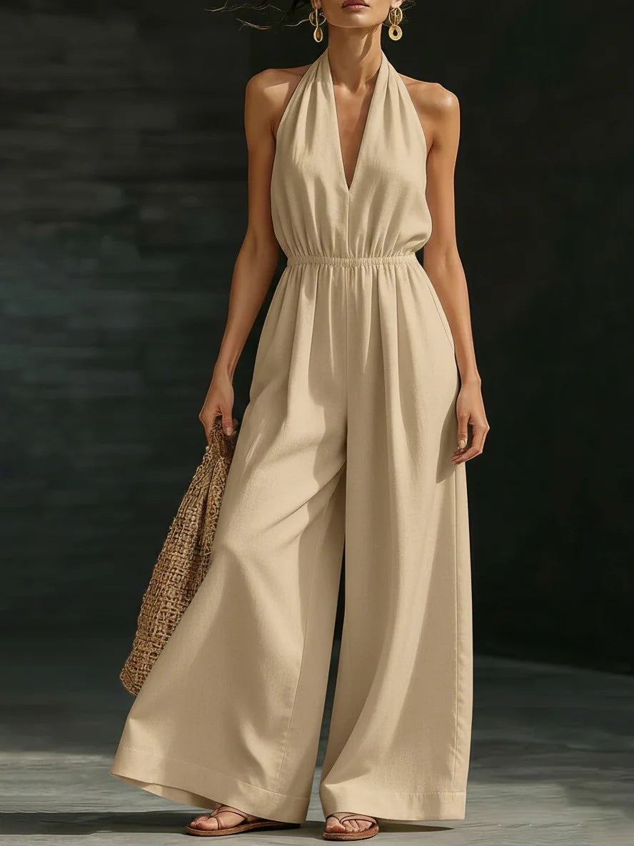 V-neck Halter Neck Jumpsuit For Women LadyShow.Store