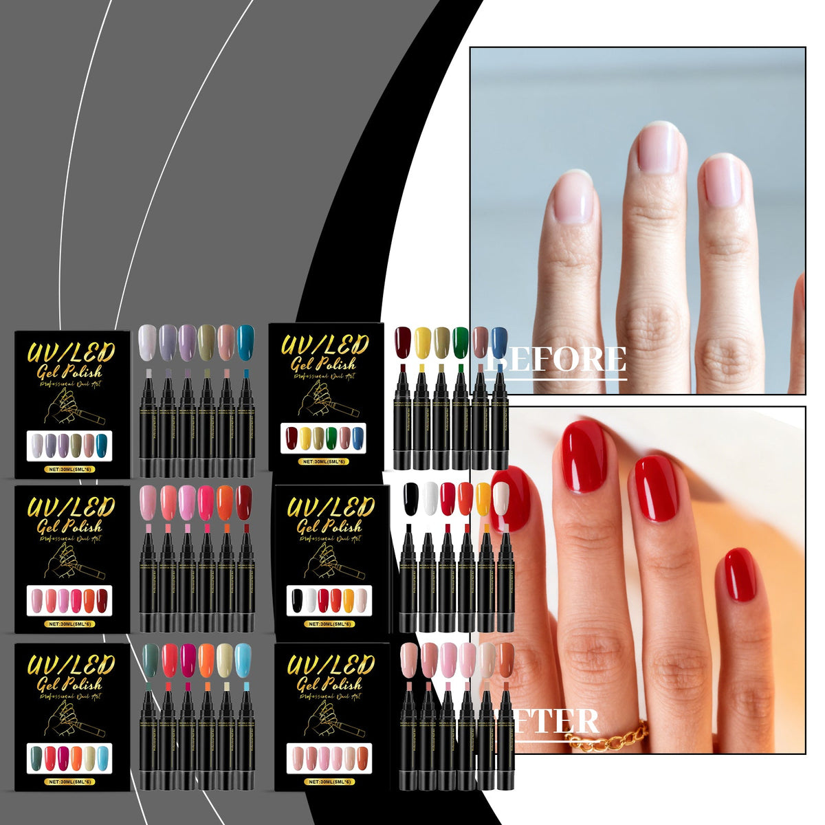 Nail Polish Pen 6pc 1box Tri Light Beauty