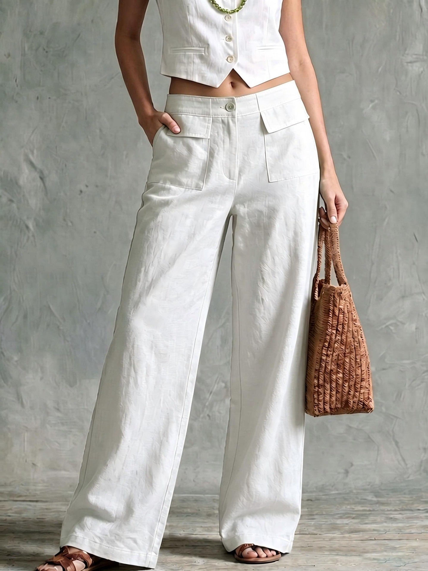 Women's Solid Color Loose Fit Casual Pants - Elastic Waist Trousers for Daily Wear NorixaFashion.com