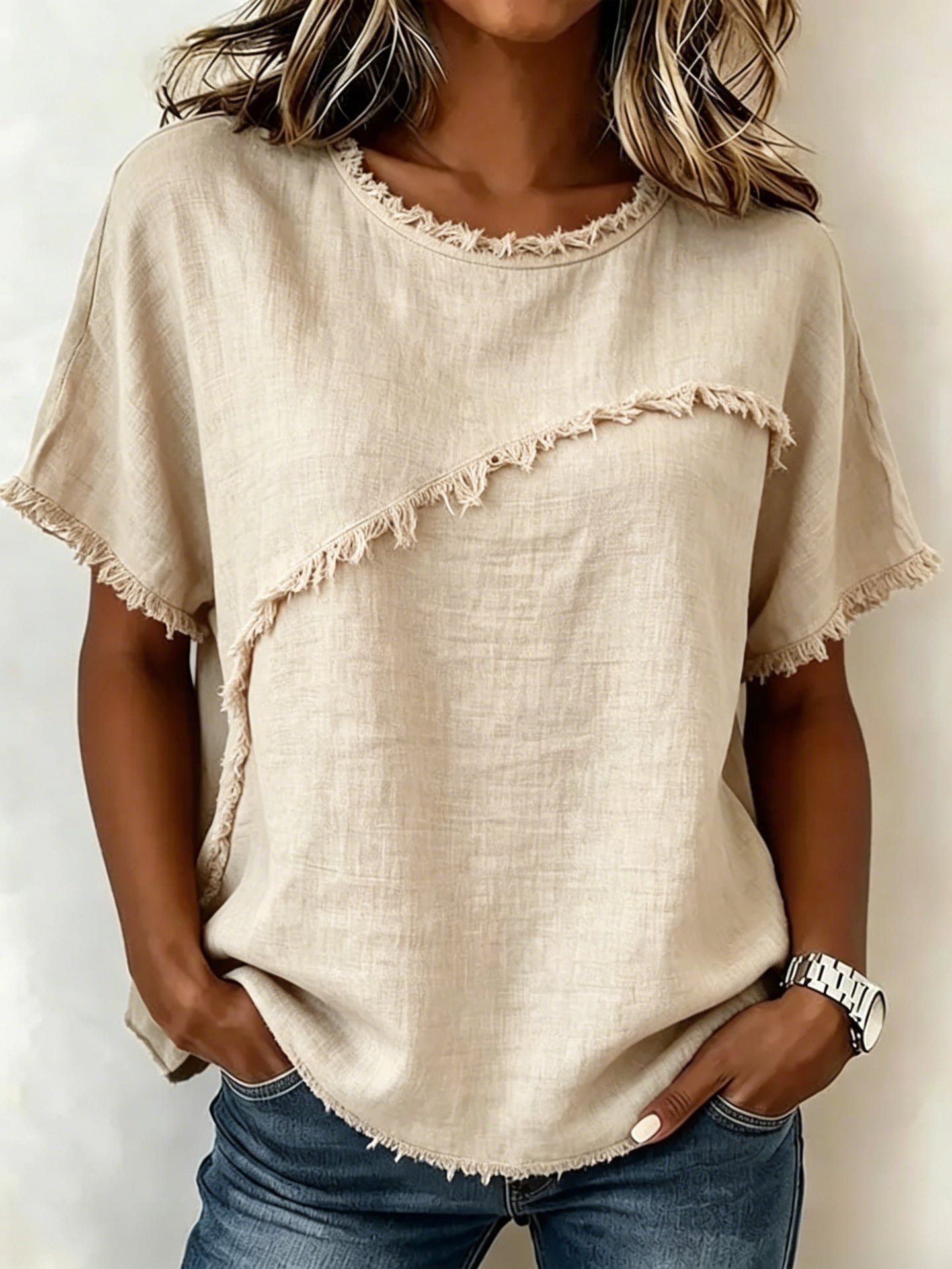 Women's Round-Neck Casual Loose Short-Sleeve Top NorixaFashion.com
