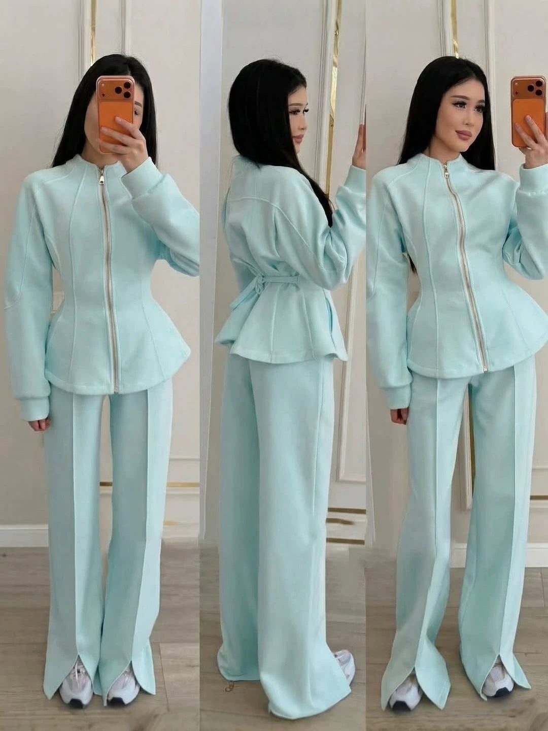 2026 Autumn High-End Light Luxury Chanel Style Outfit Two-Piece Set Solid Color Long-Sleeve Jacket European And American Amazon NorixaFashion.com