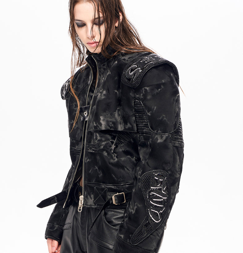 Punk Black Motorcycle Leather Jacket LadyShow.Store