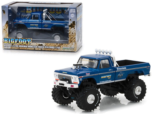 1974 Ford F-250 Ranger XLT Monster Truck Bigfoot #1 "The Original Monster Truck" Blue "Kings of Crunch" 1/43 Diecast Model Car by Greenlight LuxuryLifeWay Online Store
